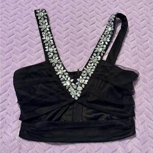 NWT Windsor Black Rhinestone Women's Top